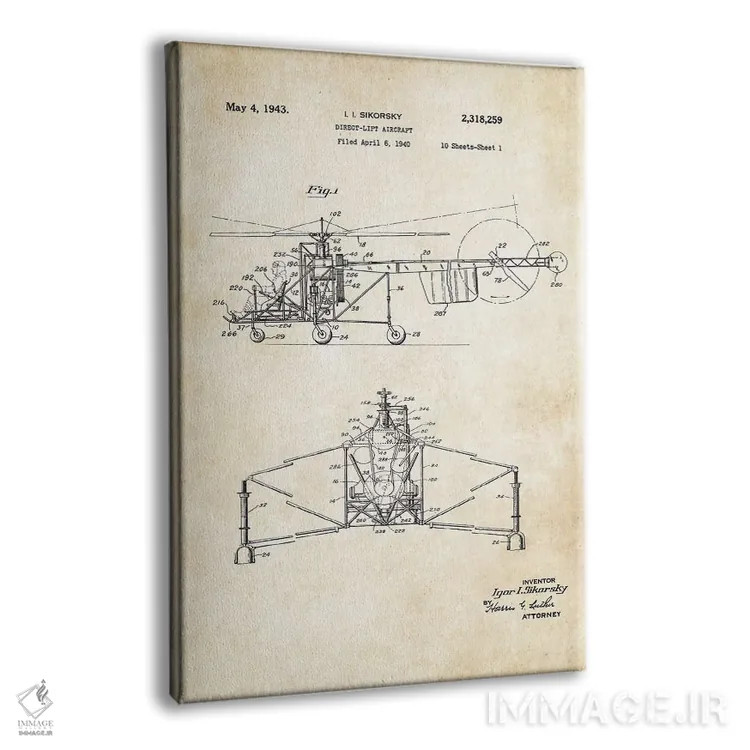 تابلو دکوراتیو بالگرد سیکورسکی اثر پتنت ۷۷ - نمای پرسپکتیو محصول