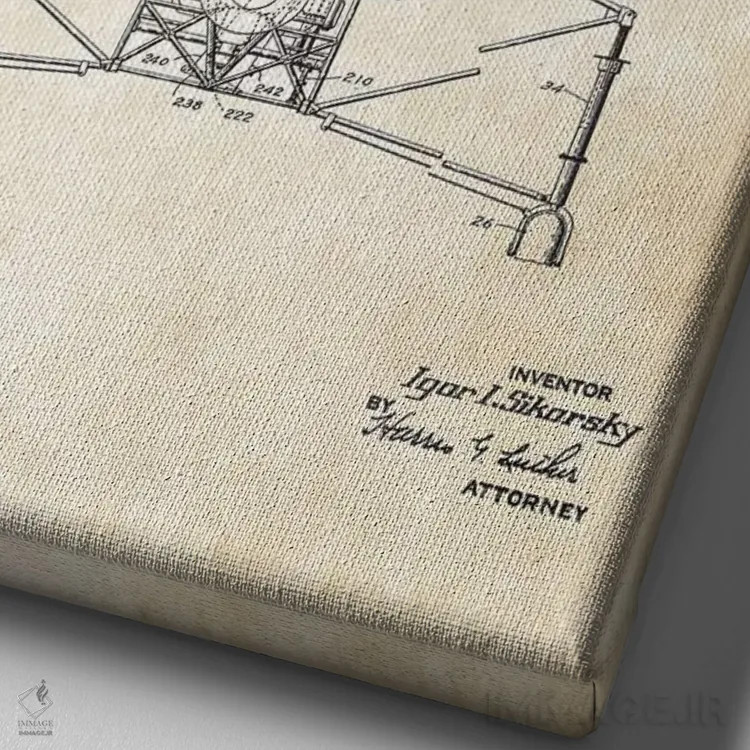 تابلو دکوراتیو بالگرد سیکورسکی اثر پتنت ۷۷ - نمای نزدیک بافت بوم