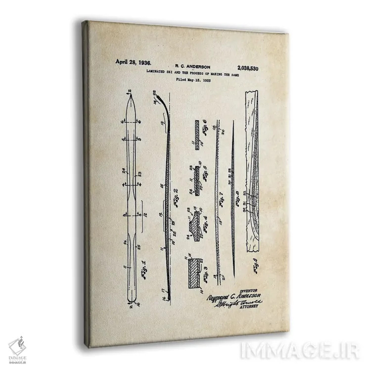 تابلو دکوراتیو چوب اسکی برفی اثر پتنت ۷۷ - نمای پرسپکتیو محصول