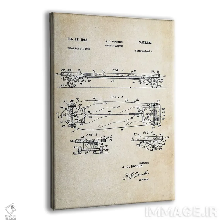 تابلو دکوراتیو صفحه اسکیت بورد اثر پتنت ۷۷ - نمای پرسپکتیو محصول