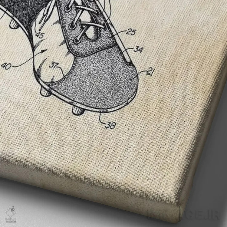 تابلو دکوراتیو کفش فوتبال میخ دار اثر پتنت ۷۷ - نمای نزدیک بافت بوم