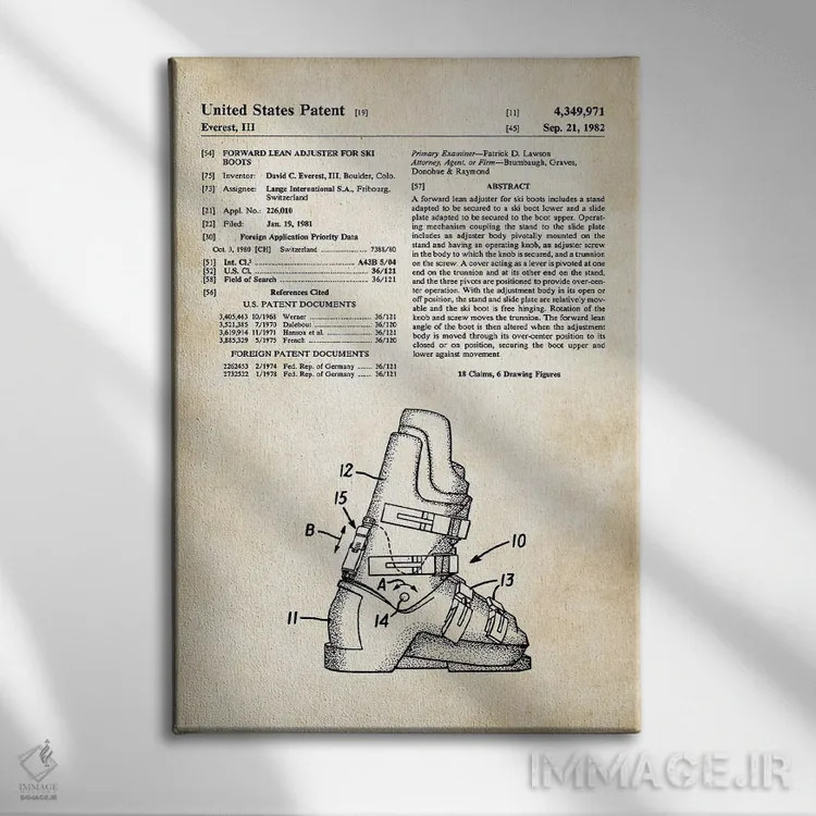 تابلو دکوراتیو چکمه اسکی اثر پتنت ۷۷ - نمای روبهرو روی دیوار