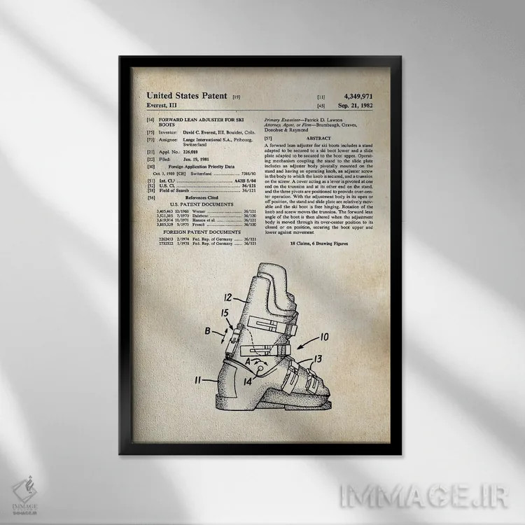 تابلو دکوراتیو چکمه اسکی اثر پتنت ۷۷ - نمای قابدار مشکی