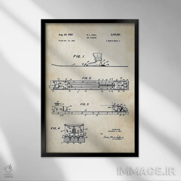 تابلو دکوراتیو اتصال اسکی اثر پتنت ۷۷ - نمای قابدار مشکی