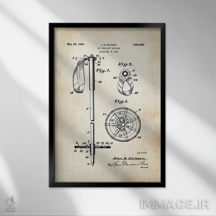 تابلو دکوراتیو باتوم اسکی اثر پتنت ۷۷ - نمای قابدار مشکی