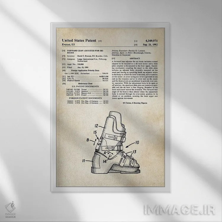 تابلو دکوراتیو چکمه اسکی اثر پتنت ۷۷ - نمای قابدار سفید