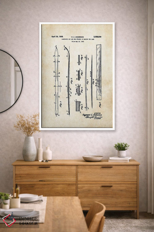 تابلو دکوراتیو چوب اسکی برفی اثر پتنت ۷۷ - D1W