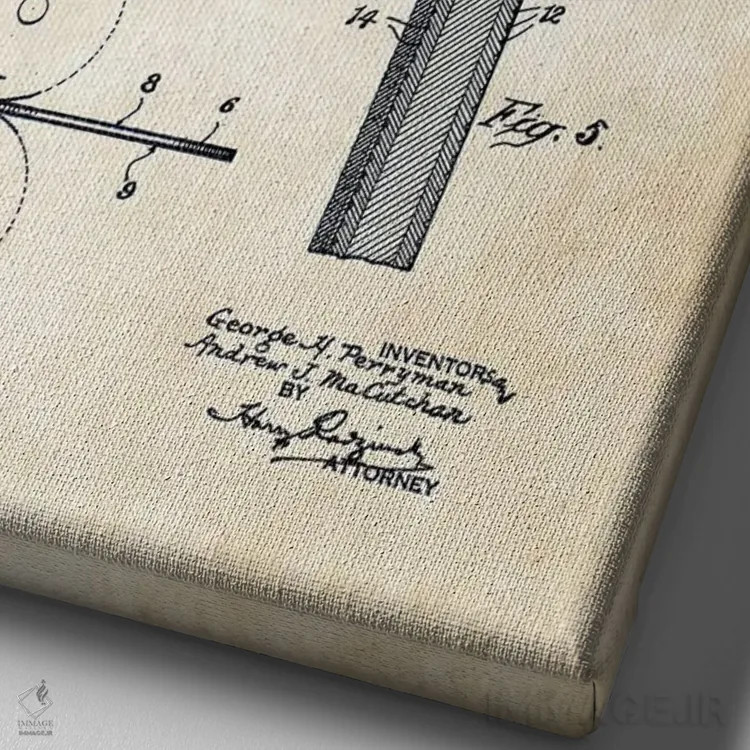 تابلو دکوراتیو راکت تنیس روی میز اثر پتنت ۷۷ - نمای نزدیک بافت بوم