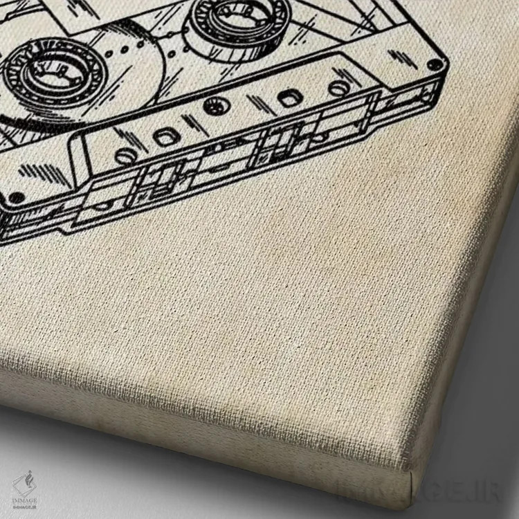 تابلو دکوراتیو نوار کاست صوتی اثر پتنت ۷۷ - نمای نزدیک بافت بوم