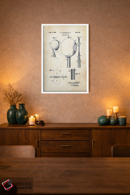 تابلو دکوراتیو راکت تنیس روی میز اثر پتنت ۷۷ - D1W