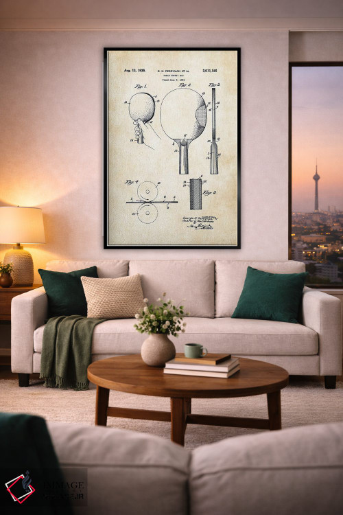 تابلو دکوراتیو راکت تنیس روی میز اثر پتنت ۷۷ - D2B