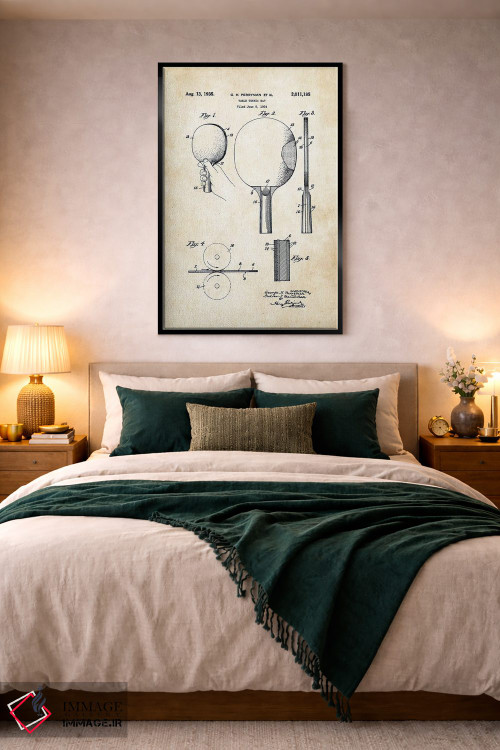 تابلو دکوراتیو راکت تنیس روی میز اثر پتنت ۷۷ - D4B