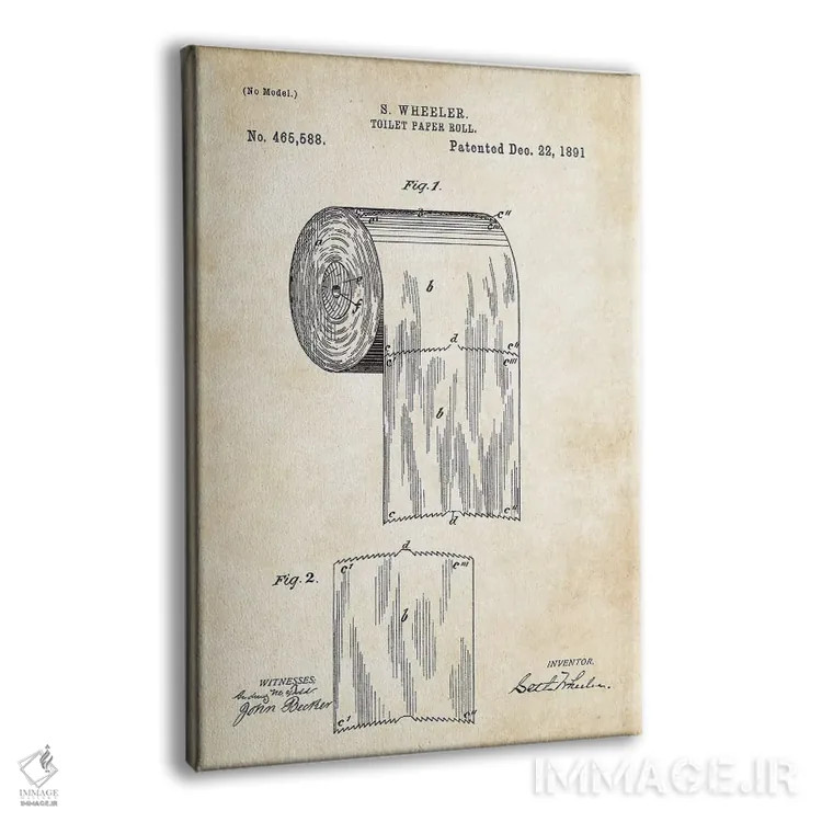 تابلو دکوراتیو رول دستمال توالت اثر پتنت ۷۷ - نمای پرسپکتیو محصول