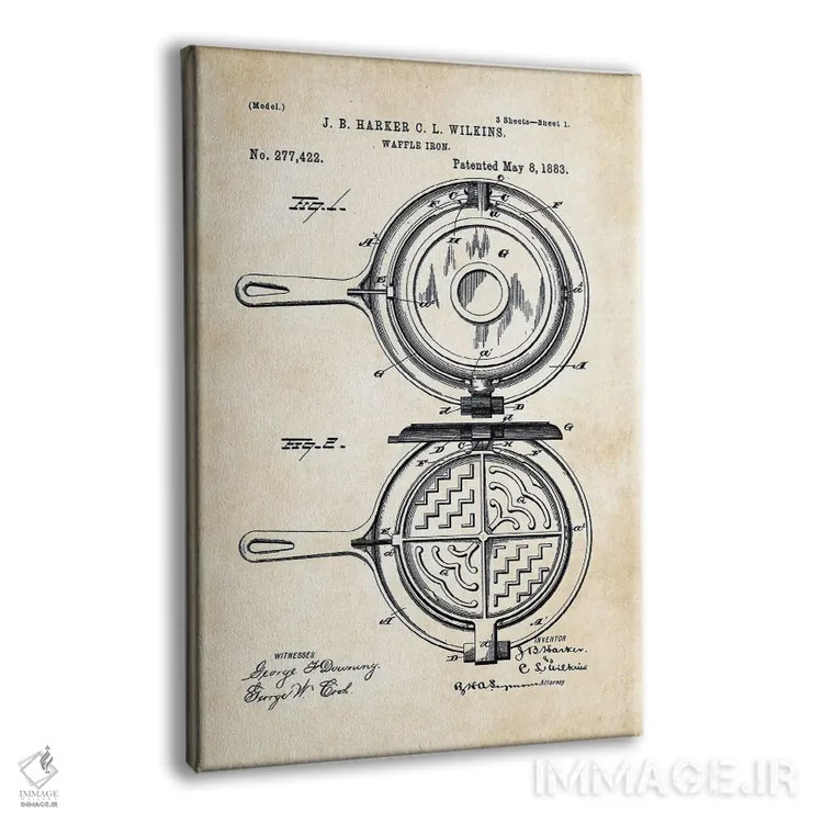 تابلو دکوراتیو دستگاه وافل پز اثر پتنت ۷۷ - نمای پرسپکتیو محصول