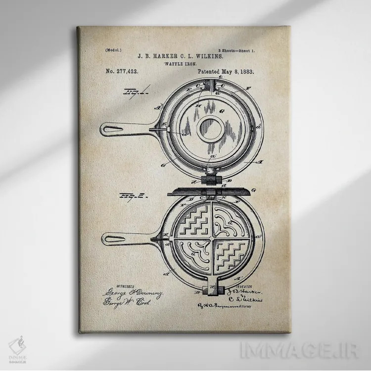 تابلو دکوراتیو دستگاه وافل پز اثر پتنت ۷۷ - نمای روبهرو روی دیوار