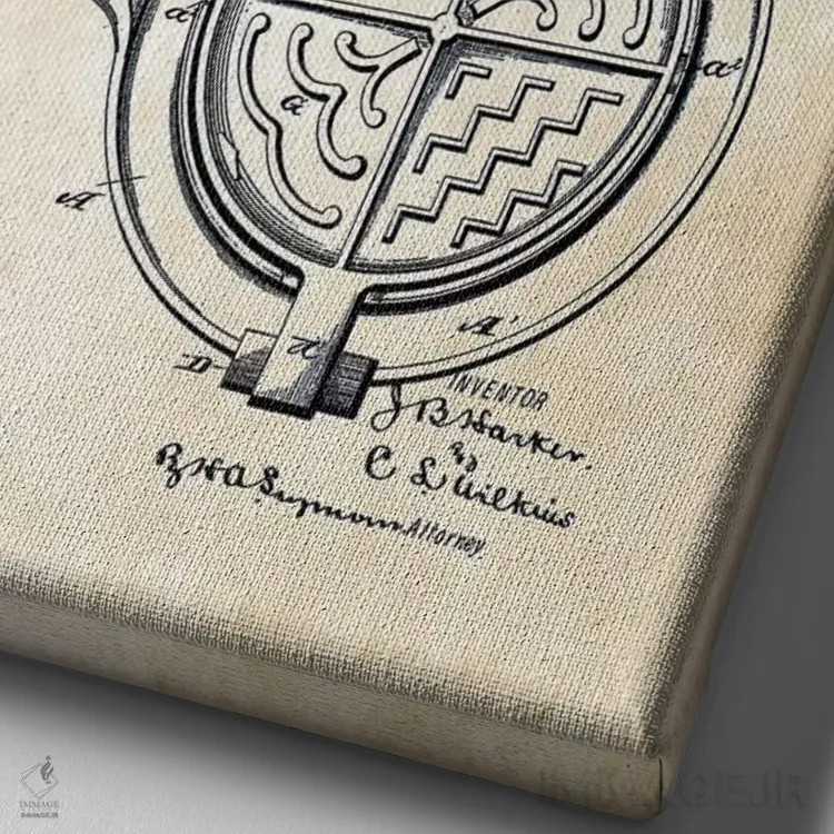 تابلو دکوراتیو دستگاه وافل پز اثر پتنت ۷۷ - نمای نزدیک بافت بوم