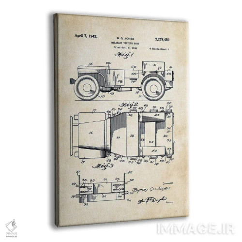 تابلو دکوراتیو جیپ ویلیس اثر پتنت ۷۷ - نمای پرسپکتیو محصول