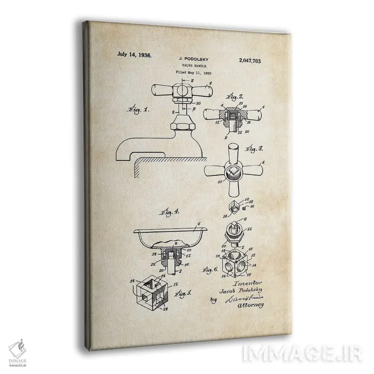 تابلو دکوراتیو شیر آب حمام اثر پتنت ۷۷ - نمای پرسپکتیو محصول