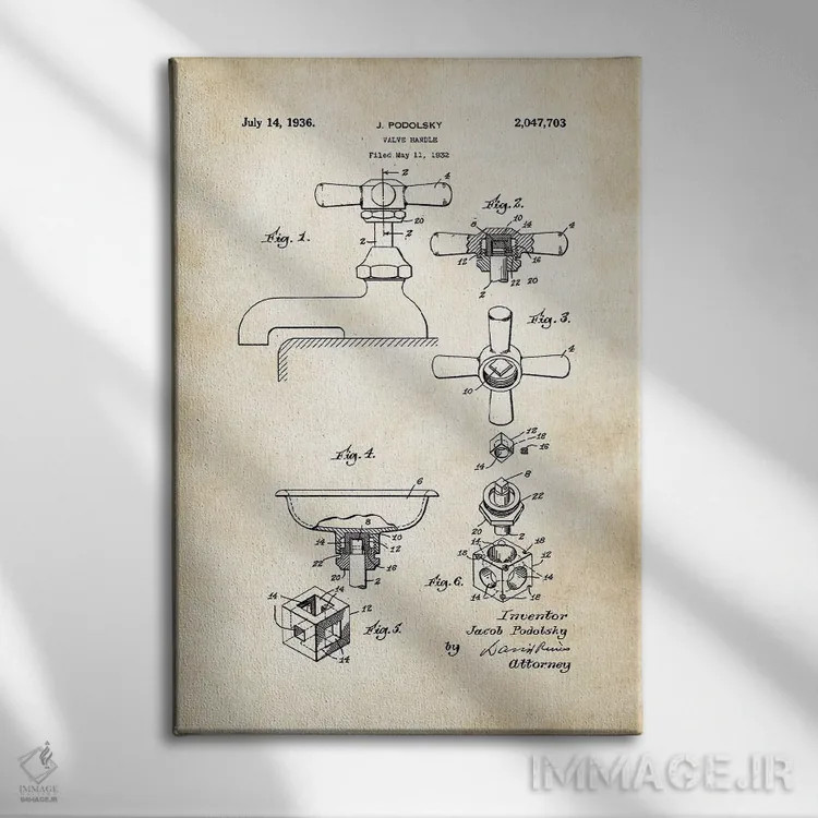 تابلو دکوراتیو شیر آب حمام اثر پتنت ۷۷ - نمای روبهرو روی دیوار