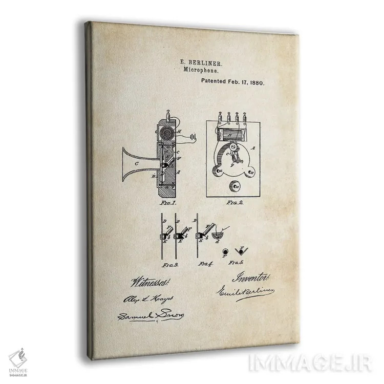 تابلو دکوراتیو میکروفون برلینر اثر پتنت ۷۷ - نمای پرسپکتیو محصول