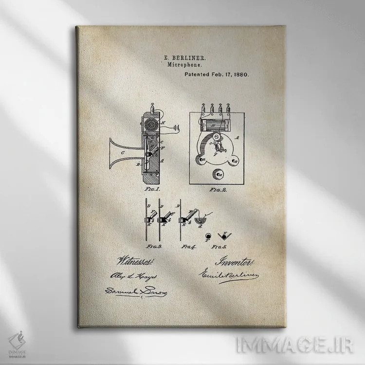 تابلو دکوراتیو میکروفون برلینر اثر پتنت ۷۷ - نمای روبهرو روی دیوار