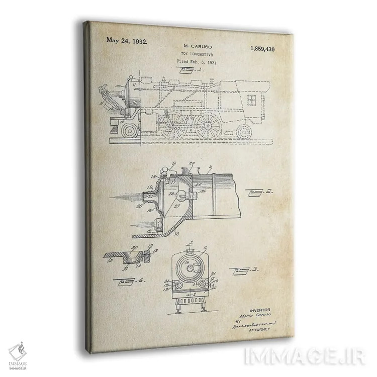 تابلو دکوراتیو قطار اسباب بازی اثر پتنت ۷۷ - نمای پرسپکتیو محصول