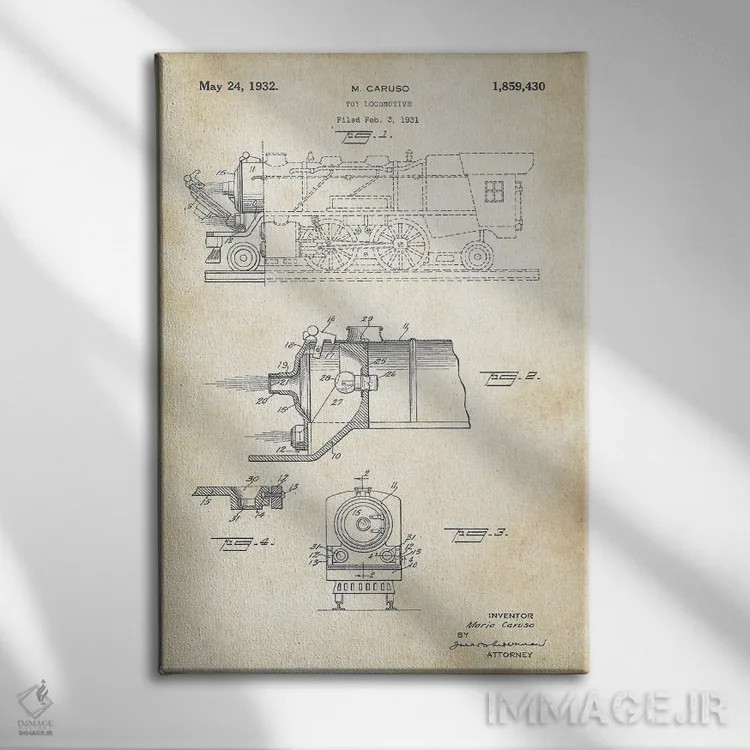 تابلو دکوراتیو قطار اسباب بازی اثر پتنت ۷۷ - نمای روبهرو روی دیوار