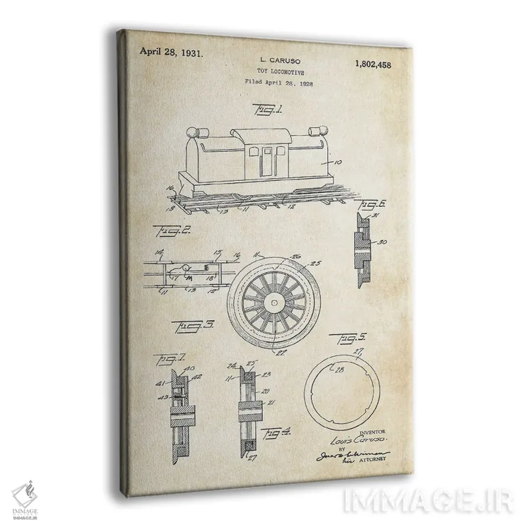 تابلو دکوراتیو لوکوموتیو اسباب بازی اثر پتنت ۷۷ - نمای پرسپکتیو محصول