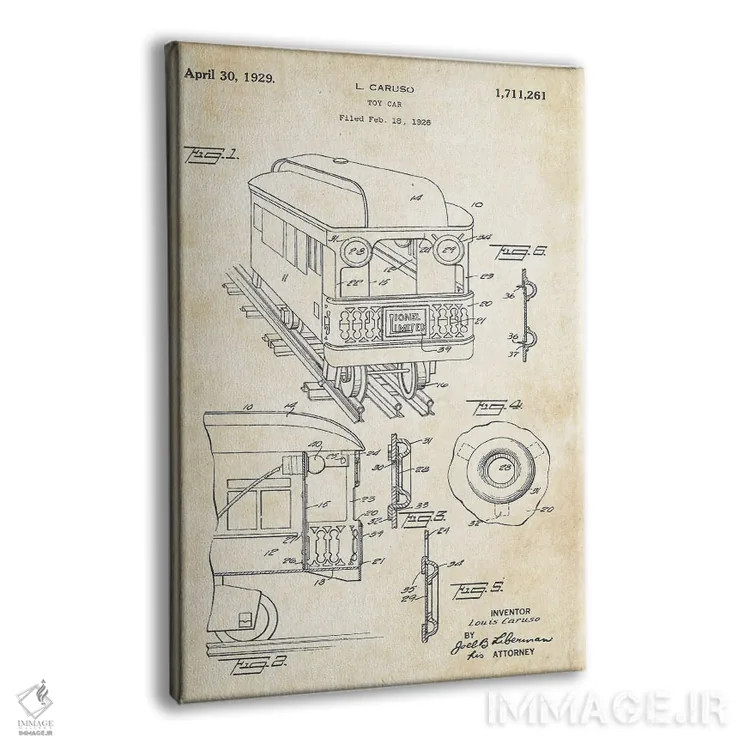 تابلو دکوراتیو واگن اسباب بازی قطار اثر پتنت ۷۷ - نمای پرسپکتیو محصول