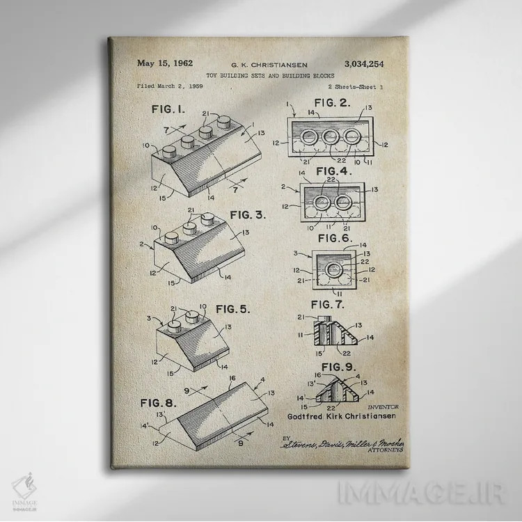 تابلو دکوراتیو بلوک ساختنی اسباب بازی اثر پتنت ۷۷ - نمای روبهرو روی دیوار