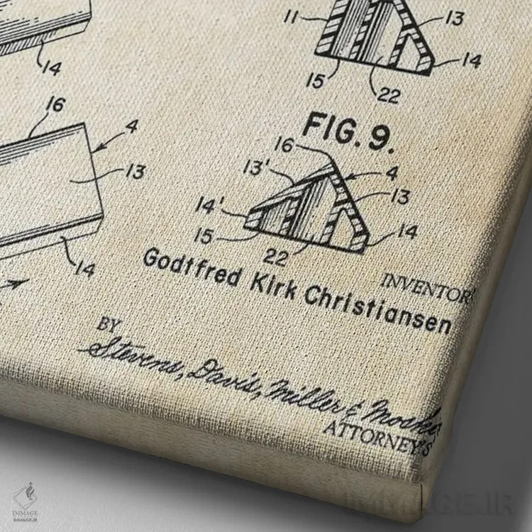 تابلو دکوراتیو بلوک ساختنی اسباب بازی اثر پتنت ۷۷ - نمای نزدیک بافت بوم