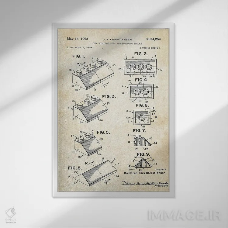 تابلو دکوراتیو بلوک ساختنی اسباب بازی اثر پتنت ۷۷ - نمای قابدار سفید