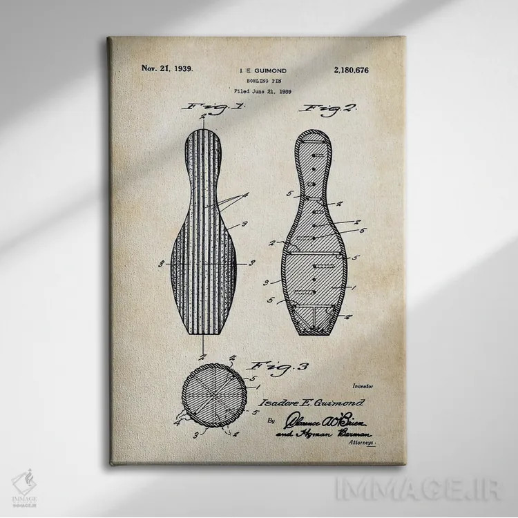 تابلو دکوراتیو پین بولینگ اثر پتنت ۷۷ - نمای روبهرو روی دیوار