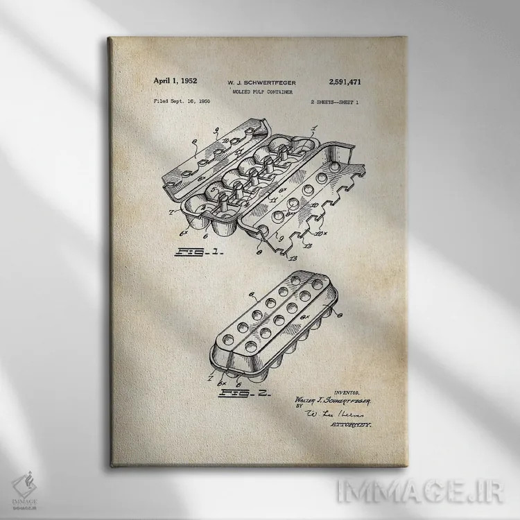 تابلو دکوراتیو کارتن تخم مرغ اثر پتنت ۷۷ - نمای روبهرو روی دیوار