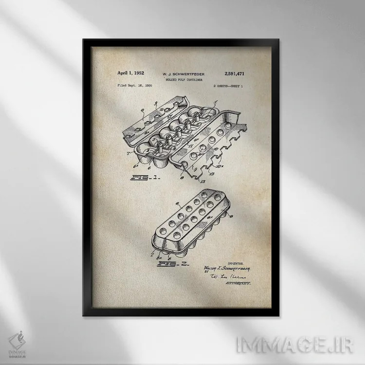 تابلو دکوراتیو کارتن تخم مرغ اثر پتنت ۷۷ - نمای قابدار مشکی