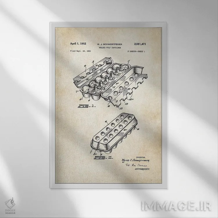 تابلو دکوراتیو کارتن تخم مرغ اثر پتنت ۷۷ - نمای قابدار سفید