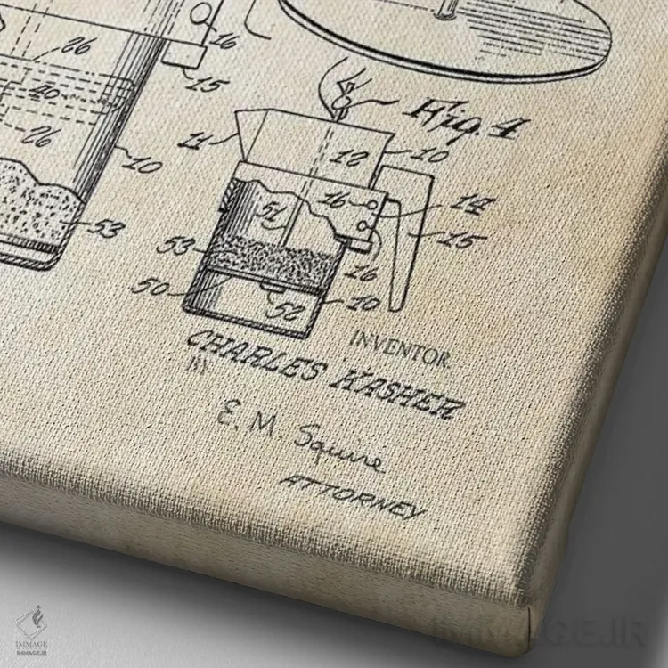 تابلو دکوراتیو فرانسه پرس قهوه اثر پتنت ۷۷ - نمای نزدیک بافت بوم