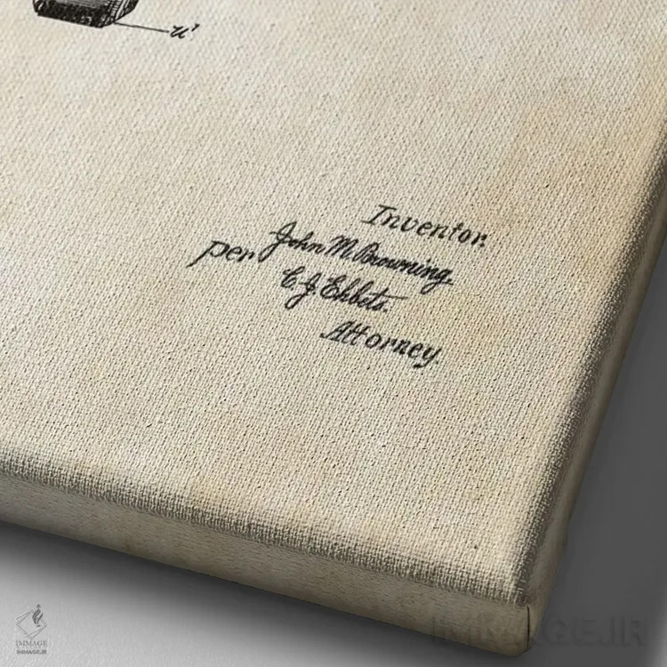 تابلو دکوراتیو تپانچه کلت ۱۹۱۱ اثر پتنت ۷۷ - نمای نزدیک بافت بوم