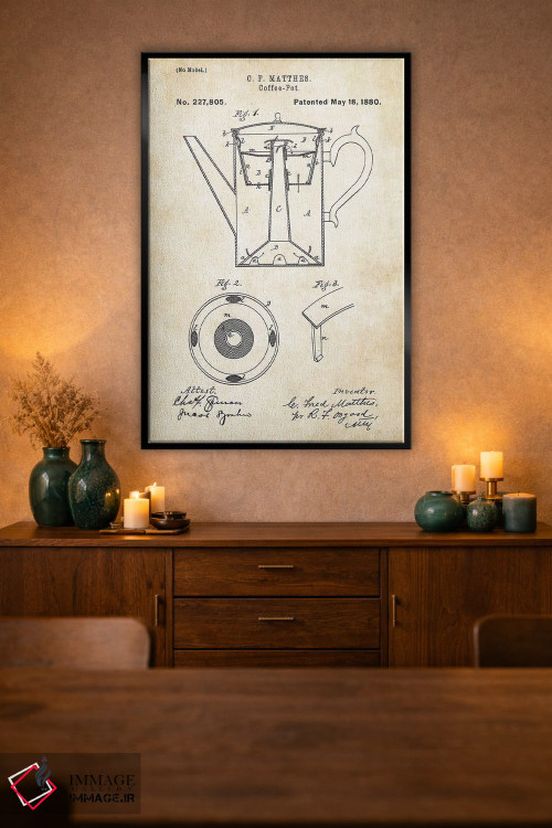 تابلو دکوراتیو قوری قهوه اثر پتنت ۷۷ - D2B