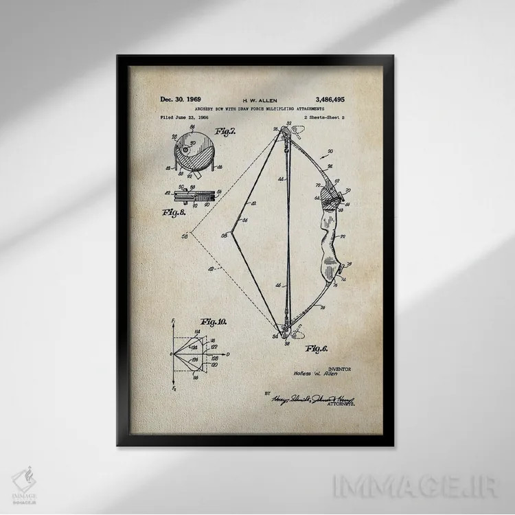 تابلو دکوراتیو کمان کامپوند اثر پتنت ۷۷ - نمای قابدار مشکی