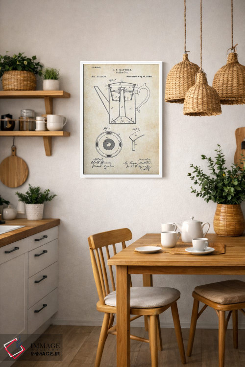 تابلو دکوراتیو قوری قهوه اثر پتنت ۷۷ - D3W