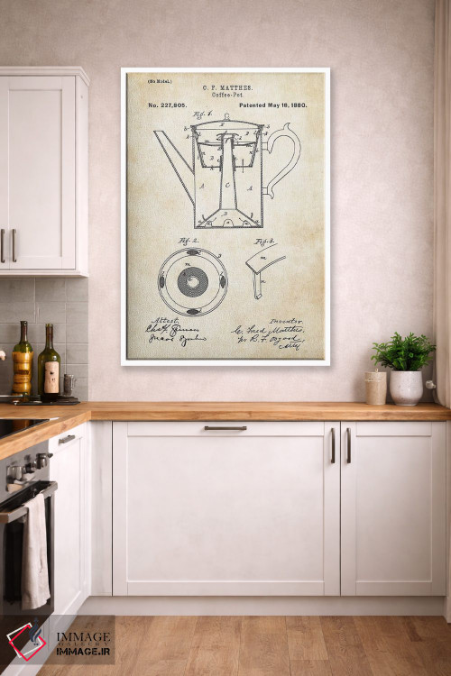 تابلو دکوراتیو قوری قهوه اثر پتنت ۷۷ - D4W