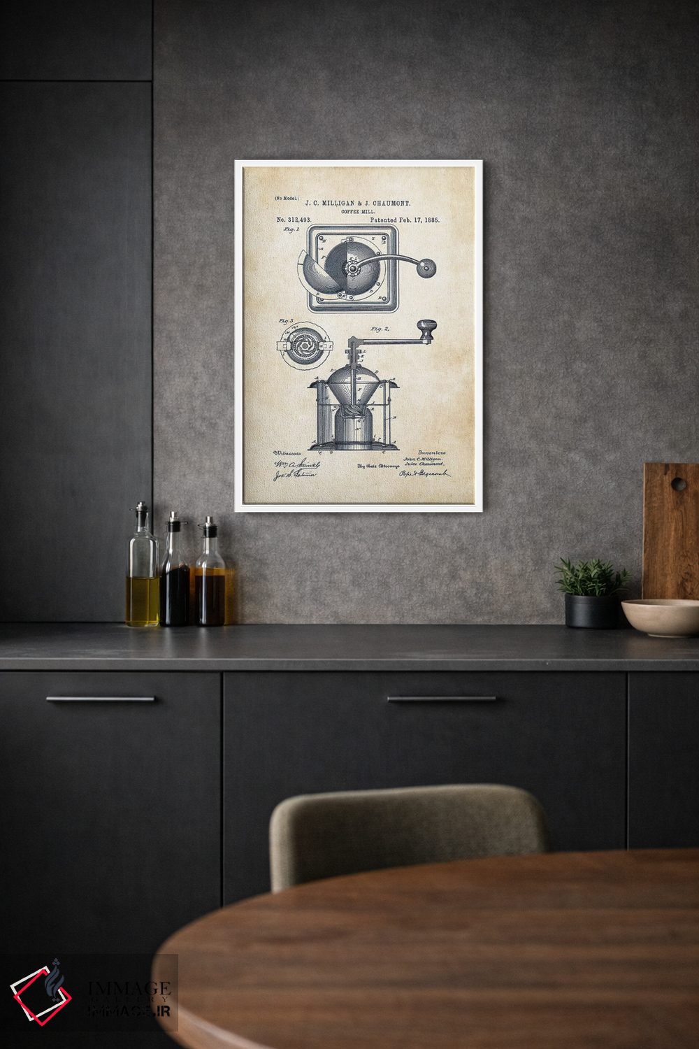 تابلو دکوراتیو آسیاب قهوه اثر پتنت ۷۷ - D2W