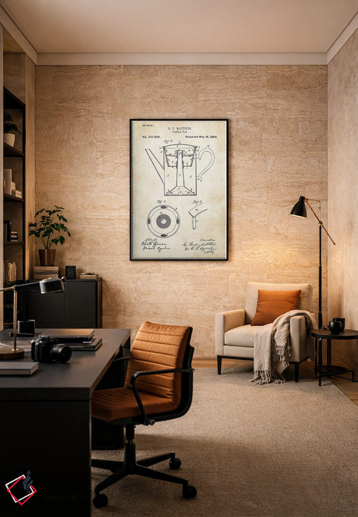 تابلو دکوراتیو قوری قهوه اثر پتنت ۷۷ - D6B