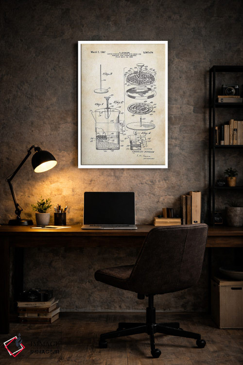 تابلو دکوراتیو فرانسه پرس قهوه اثر پتنت ۷۷ - D5W