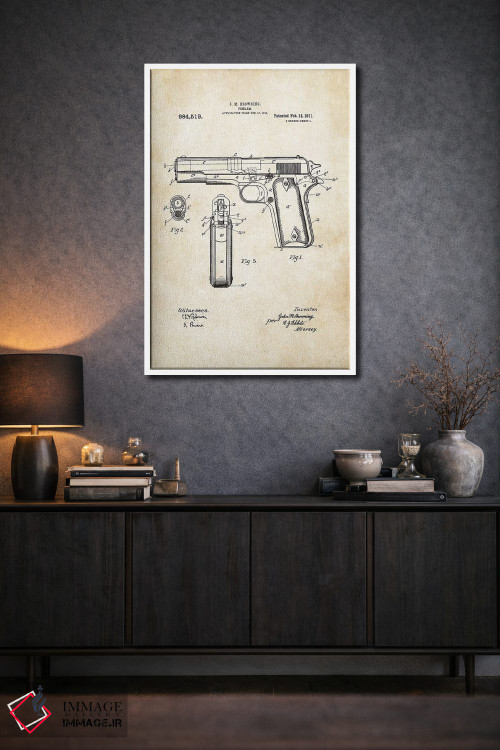 تابلو دکوراتیو تپانچه کلت ۱۹۱۱ اثر پتنت ۷۷ - D2W