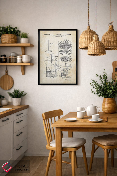 تابلو دکوراتیو فرانسه پرس قهوه اثر پتنت ۷۷ - D6B