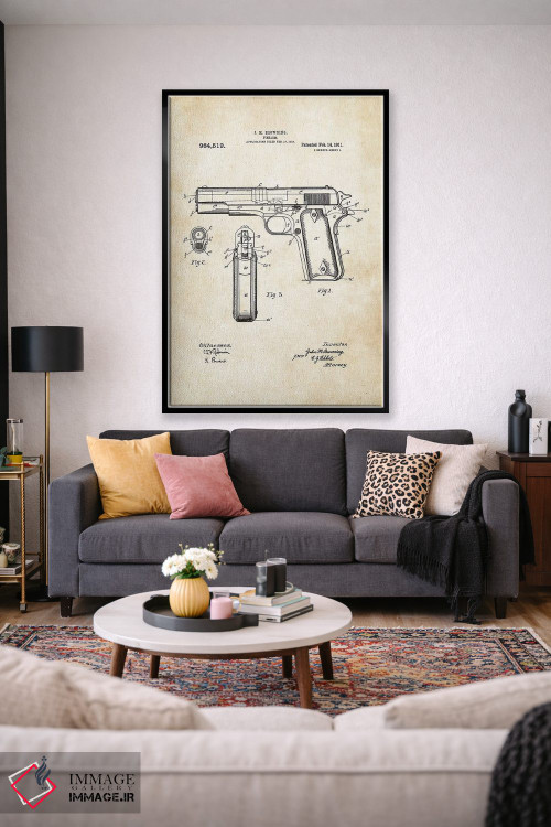 تابلو دکوراتیو تپانچه کلت ۱۹۱۱ اثر پتنت ۷۷ - D3B