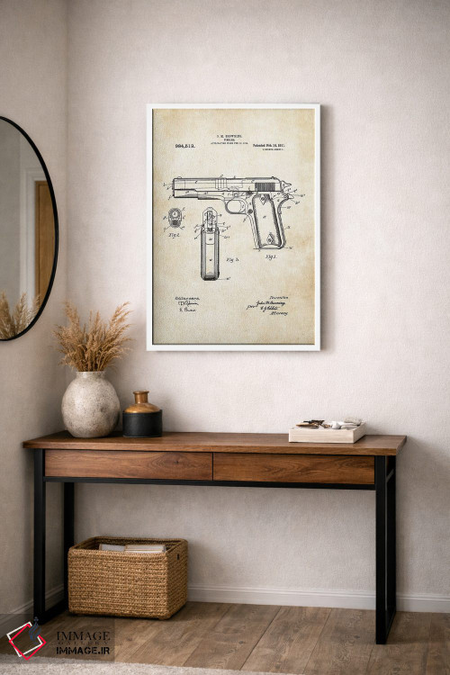 تابلو دکوراتیو تپانچه کلت ۱۹۱۱ اثر پتنت ۷۷ - D4W