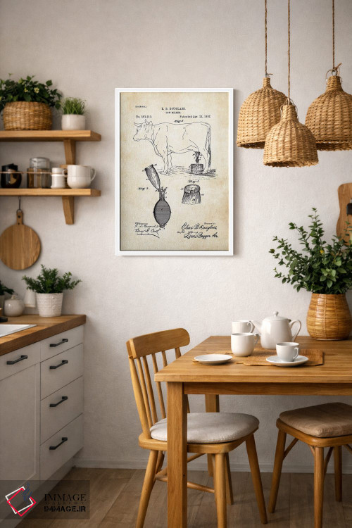 تابلو دکوراتیو دستگاه شیردوشی گاو اثر پتنت ۷۷ - D2W